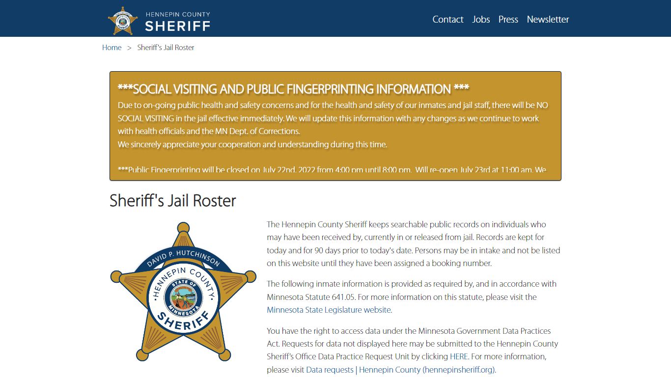 Jail Roster | Hennepin County
